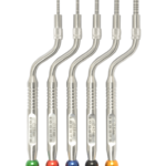 Offset Dental Osteotome Set with Color-Coded Handles (Ø 2.6mm - 5.0mm)